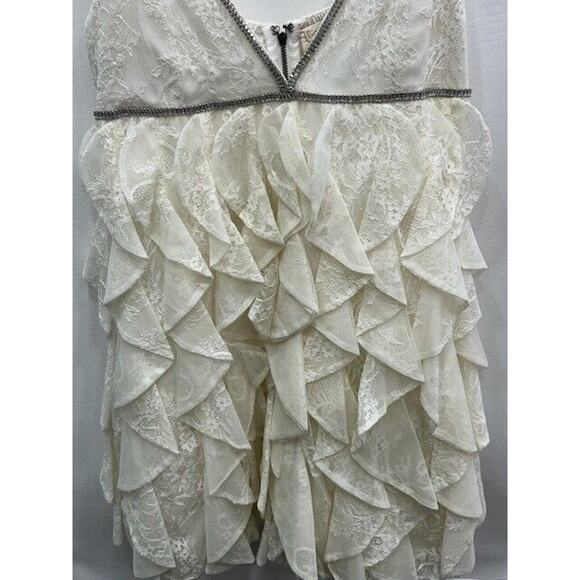NWT Alice+Olivia Womens Wilmarie Embellished Lace Ruffle Gown Off White Size 10 - Picture 7 of 16